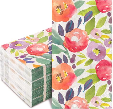 Amazon.com: Floral Paper Napkins Disposable 100pcs - Decorative Floral ...