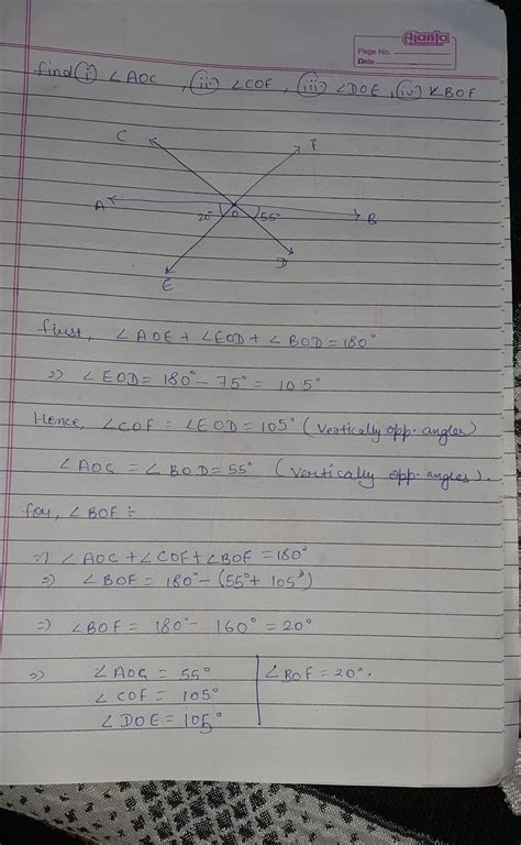 In figure 14 , lines AB , CD and EF intersect at O .Find the measures ...