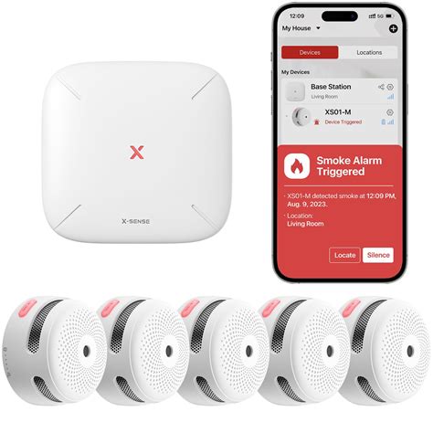 X-Sense Smart Smoke Detectors with SBS50 Base Station, Wi-Fi Smoke ...