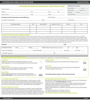 Pickerington Parks and Recreation Registration Form - Blank Fillable ...