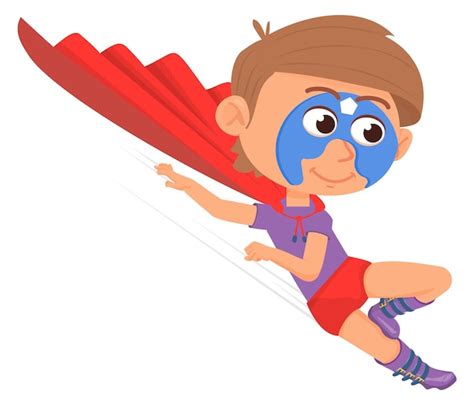 Cape rouge enfant volant en masque de super-héros Fantasy boy isolé sur ...