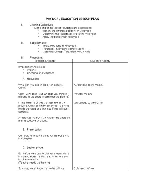 Image result for Pe Lesson Objectives