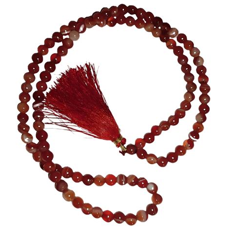 Natural Red Hakik Mala 108 +1 Beads Lab Certified Mala (Red Hakik Mala ...