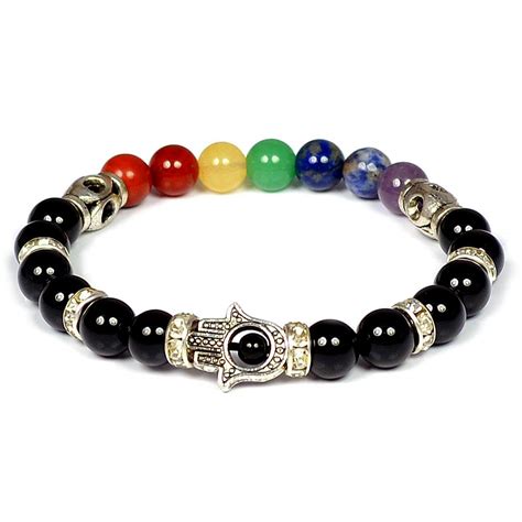 Reiki Crystal Products Black Onyx Bracelet 7 Chakra Bracelet ...