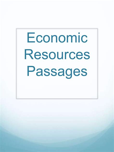 Economic Resources Passages | PPTX