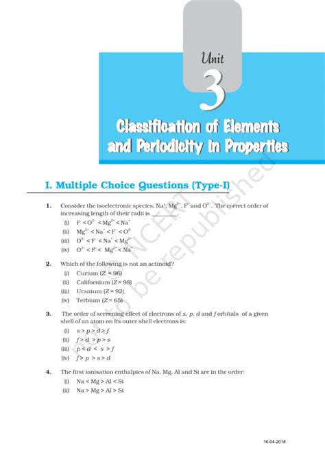 NCERT Exemplar Class 11 Chemistry Chapter 3 - Free PDF Download
