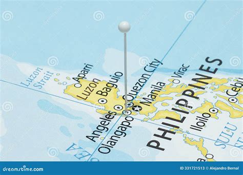 Close Up To a Olongapo City with a White Pin Needle into Philippines Map Stock Image - Image of ...
