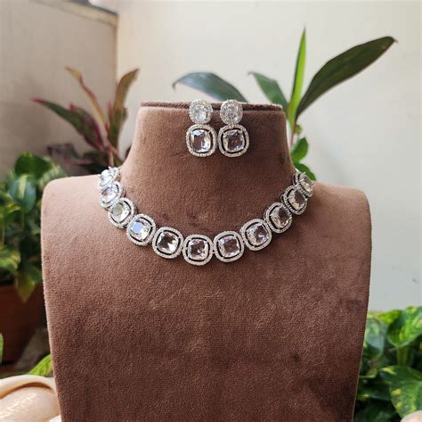 American Diamond Necklace Set Online – LumibellaFashion