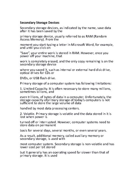 Secondary Storage Devices notes - Secondary Storage Devices Secondary ...
