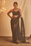Buy Black Silk Organza Embroidered Zardozi Saree For Women by House of ...