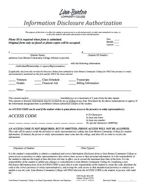 Fillable Online Information Disclosure Authorization - Linn-Benton ...
