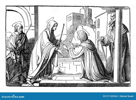 Elizabeth, Mother of John the Baptist, Visited by Virgin Mary. Bible ...