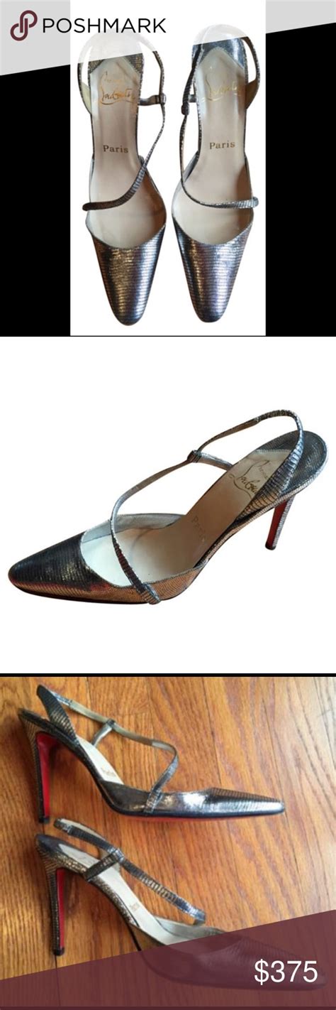 Christian Louboutin Metallic Assymetric Slingbacks | Slingback ...