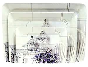 ULTRAWARE Melamine Serving Trays and Platters - Set of 3, White ...