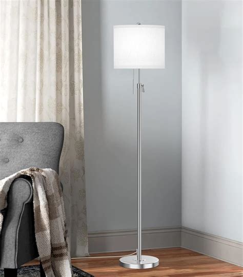 Modern Silver Floor Lamp for Living Room, Adjustable Height Standing ...