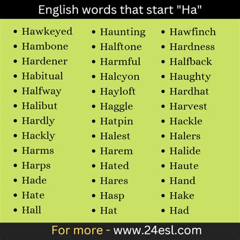 English words that start "Ha" - 24esl.com