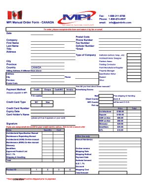Fillable Online MPI Order Form CANADA - bPaintInfob Fax Email Print ...