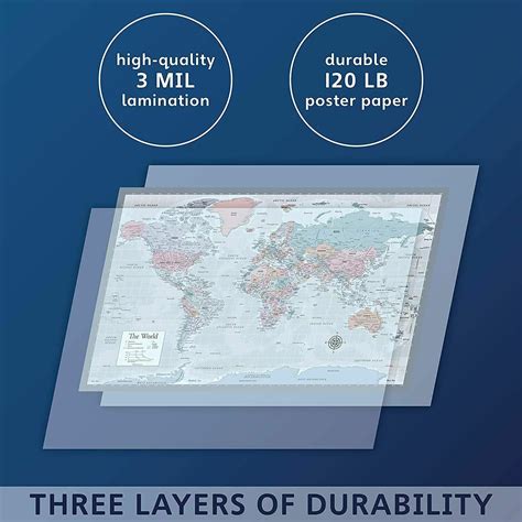 NEW LAMINATED World Map Wall Chart Educational Countries Geography ...