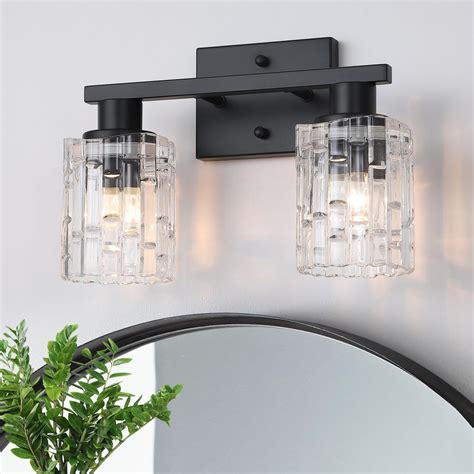 Y'INSP Modern Bathroom Vanity Light Fixtures 2-Light Black Gold Crystal ...