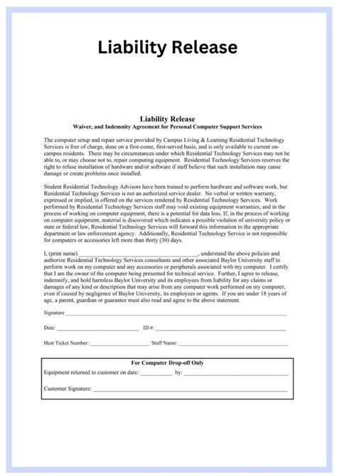 Liability Release Form Printable 的图像结果