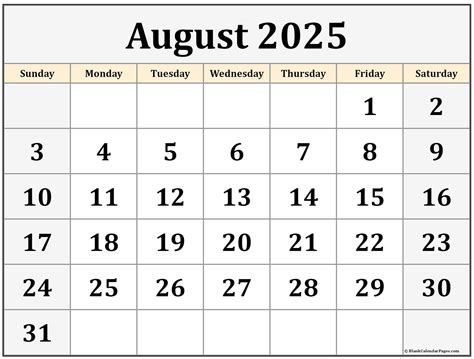 Calendar Of August 2025 - Calendars 2025