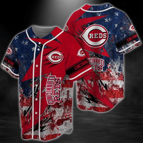 218 Cincinnati Reds Mlb Baseball Jersey Shirt Us Flag - Hearthtops Store