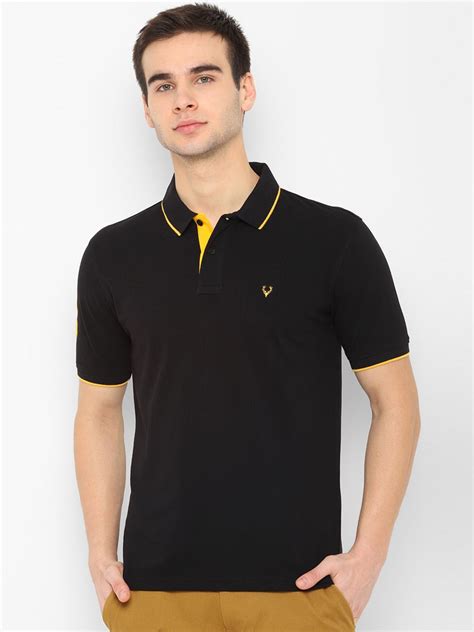 Allen Solly Men Black Solid Polo Collar T-shirt - Price History