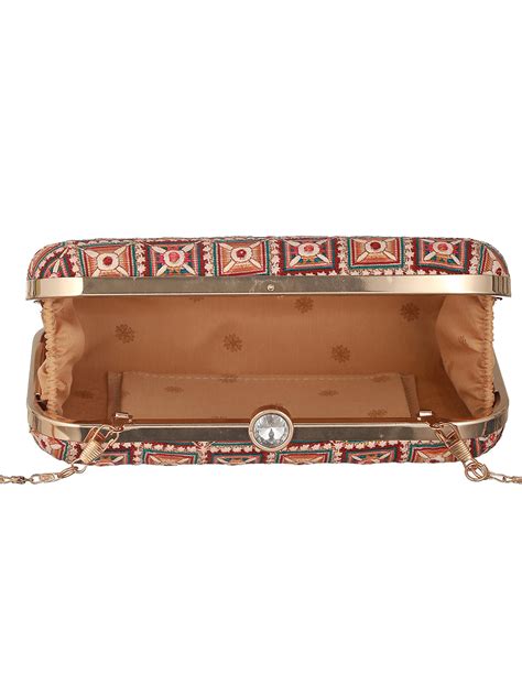 Modern Threads Multicolor Embroidered Curvy Brick Clutch – Priyaasi