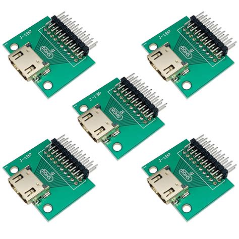 Cermant 5pcs HDMI Female 19 Pin Plug Soldering Wire Type Test PCB Board ...