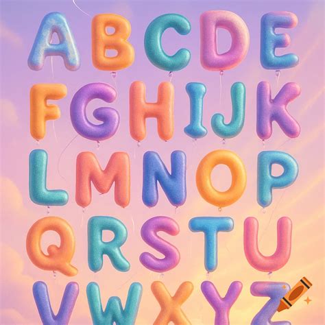 Colorful alphabet letter balloons floating against a gradient sky, from ...