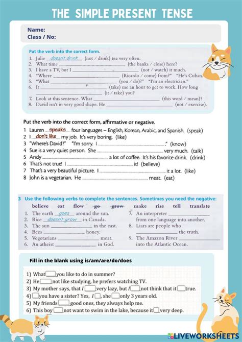 Image result for Live Worksheets Present Simple