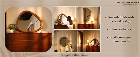 Buy DREAMY WALLS Wall Mirror for Living Room & Bedroom Asymmetric ...