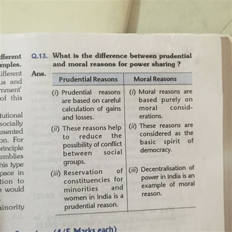 prudential and moral reason of power sharing pls dont copy.... - Brainly.in