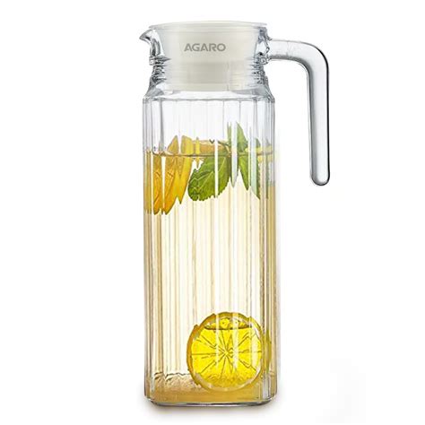 AGARO Elegant Glass Jug with Lid, 1.1L, Multipurpose Jug, Easy Pour ...