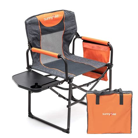 SunnyFeel Heavy Duty Adult Foldable Camping Director Chair with Side ...