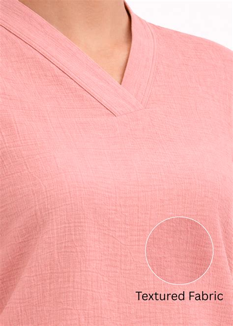 Light Pink Textured V-Neck Workwear Top for Women | Flurr