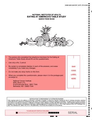 Fillable Online appliedresearch cancer Eating at America's Table Study ...