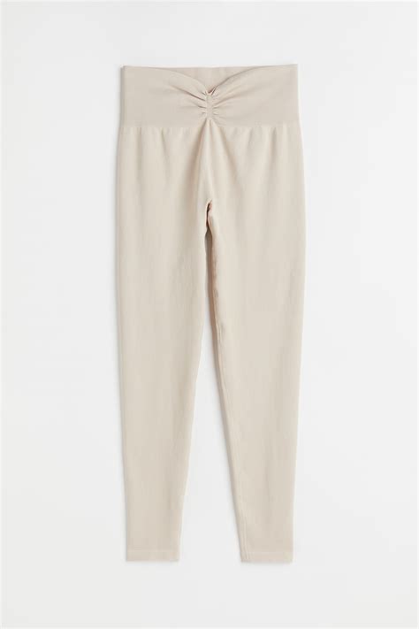 Seamless sports tights - Light beige - Ladies | H&M IN