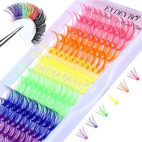 Amazon.com: Colored Lash Clusters Individual Lashes D Curvature 14mm ...