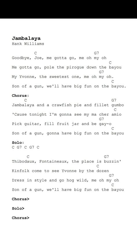 Jambalaya Lyrics And Guitar Chords at Shelly Hunnicutt blog