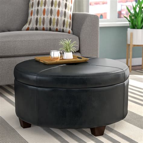 Leather Round Ottoman Coffee Table | Foter