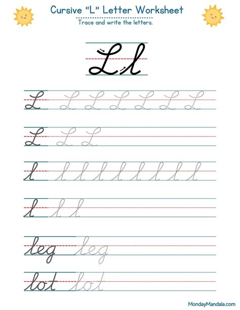10 Cursive L Worksheets (Free Letter Writing Printables)