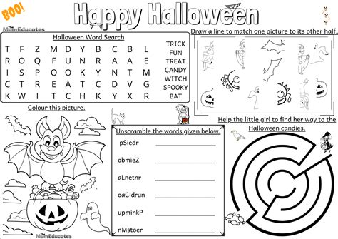 Halloween Worksheets Activities Pack - Educational Resources | Picstank