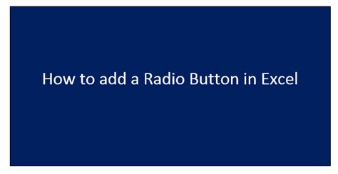 Image result for How to Create Radio Button in Excel