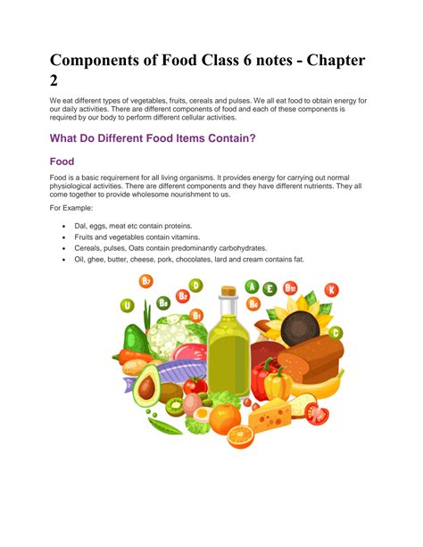 Image result for Components of Food Class 6 Question Answer