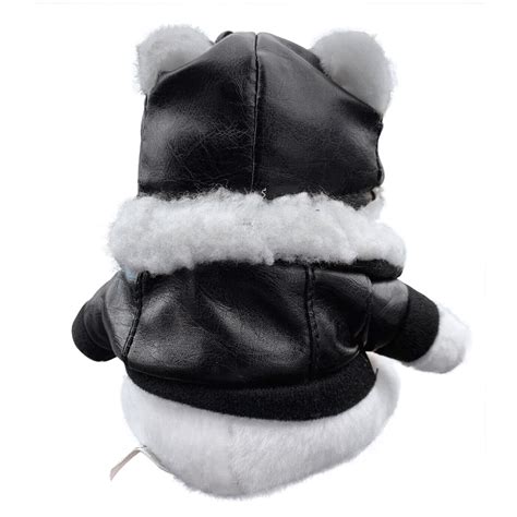 Buy Plush White Aviator Bear, Teddy Bear Plush, Black Faux Leather ...