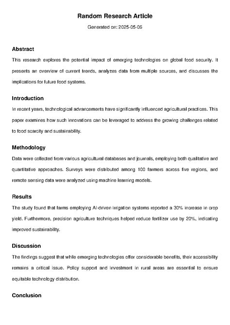 Emerging Tech & Global Food Security: A Research Article Analysis - Studocu