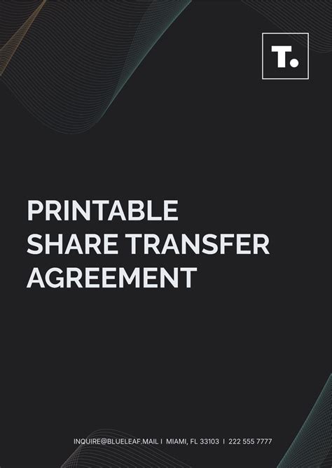 Free Printable Share Transfer Agreement Template to Edit Online