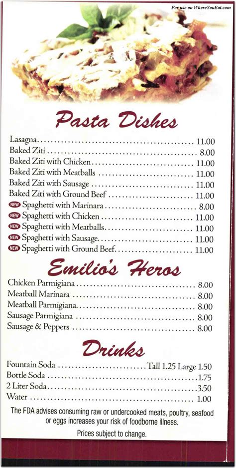 Emilio's Pizza Restaurant in The Bronx / Menus & Photos