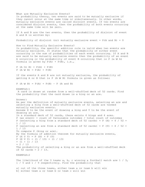 Image result for Two Mutually Exclusive Events Examples